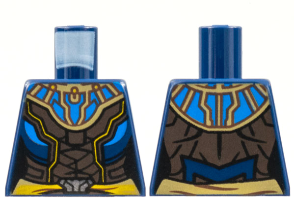 Torso Female Armor, Blue Mantle, Dark Brown Center Panel, Yellow Trim and Belt, Silver Buckle Pattern