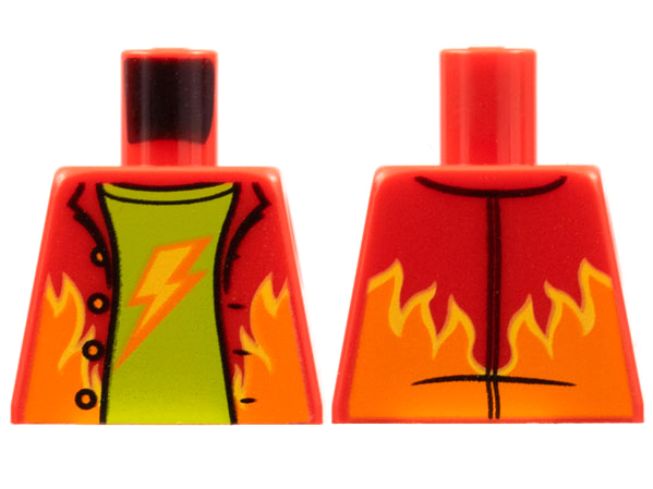 Torso Jacket, Orange and Yellow Flames, Lime Shirt, Lightning Bolt Pattern