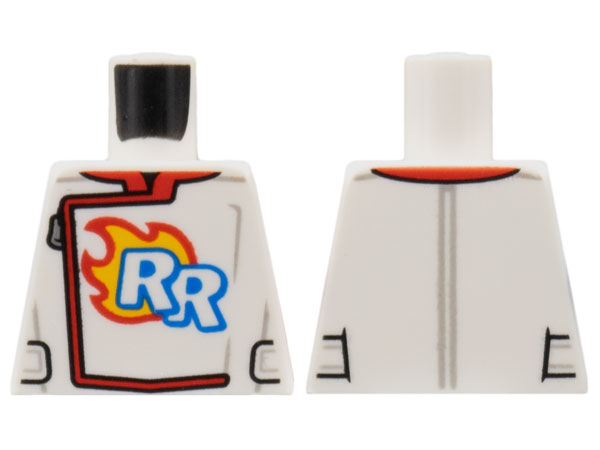 Torso Racing Suit, Zipper, 'RR' Logo, Flames Pattern