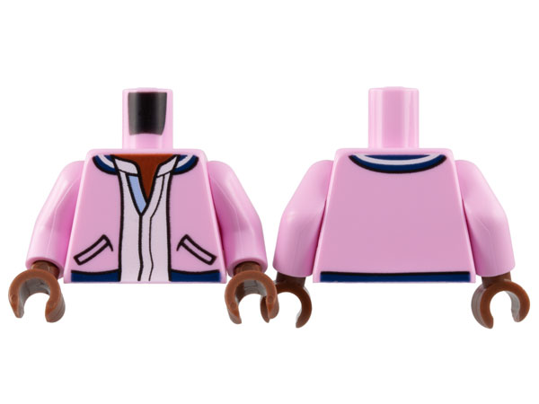Torso Jacket, Reddish Brown Neck, Black Pockets and White Shirt Pattern / Bright Pink Arms / Reddish Brown Hands