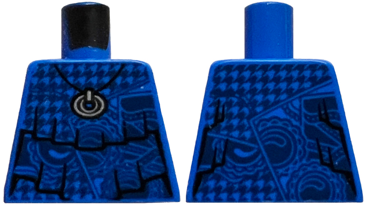 Torso Shirt, Layered Frills, Metallic Silver Pendant, Geometric Pattern