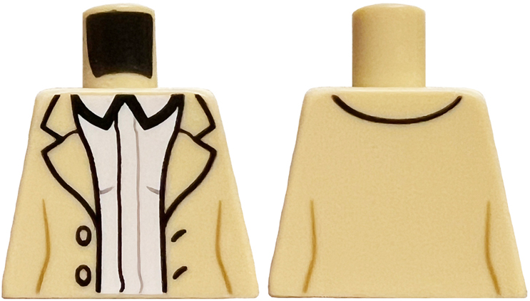 Torso Jacket with Black Lapels, White Shirt Pattern