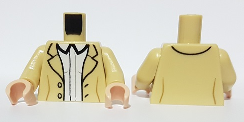 Torso Jacket with Black Lapels, White Shirt Pattern / Tan Arms / Light Nougat Hands