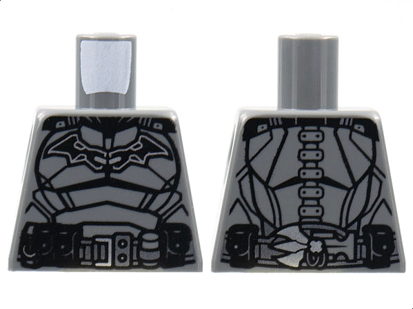 Torso Armor, Black Bat with Silver Outline, Panel Lines, Belt with Silver Buckle Pattern