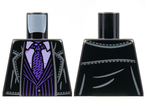 Torso Suit Jacket, Pale Pink Shirt, Dark Purple Tie, Vest with Pinstripes Pattern