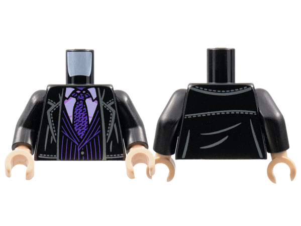 Torso Suit Jacket, Pale Pink Shirt, Dark Purple Tie, Vest with Pinstripes Pattern / Black Arms / Light Nougat Hands