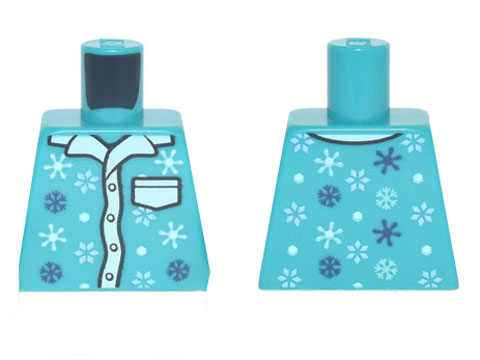 Torso Pajamas 4 Buttons, White Collar and Pocket, Snowflakes Pattern