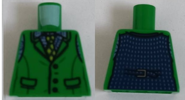 Torso Batman Vest, Sand Blue Shirt, Dark Green and Lime Tie Pattern (Joker)