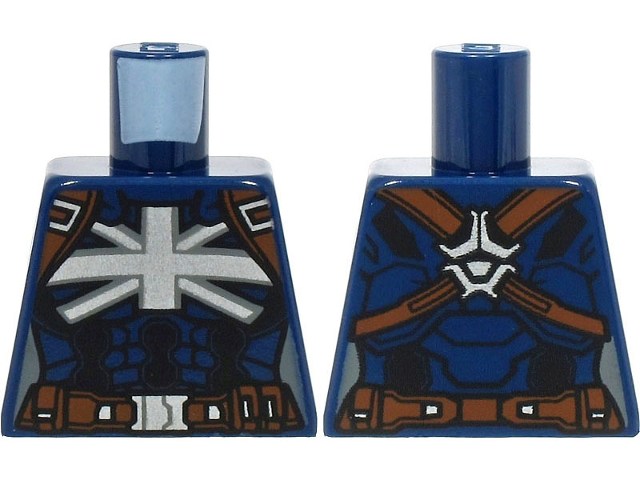 Torso Female Armor with Silver Union Jack Emblem on Chest, Reddish Brown Harness and Belt Pattern