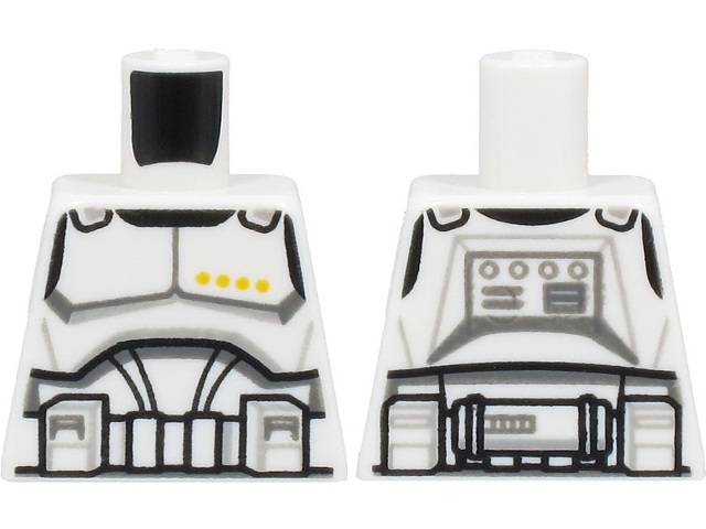 Torso SW Armor Clone Trooper Commander Black Belt and 4 Bright Light Orange Dots Pattern