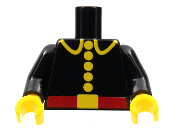 Torso Fire Uniform with Red Belt and Yellow Lapels, Buttons, and Buckle Pattern (Reissue) / Black Arms / Yellow Hands