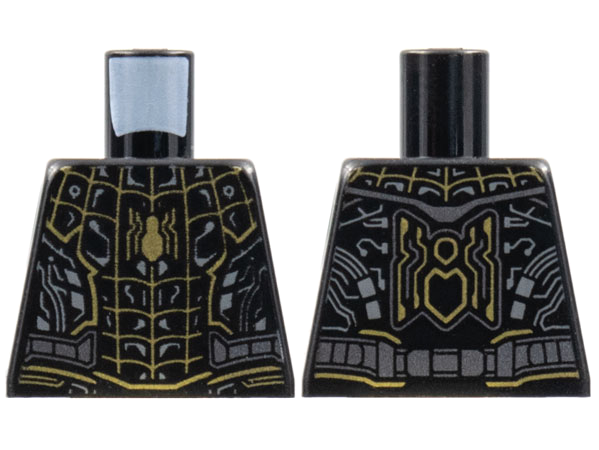 Torso Armor, Gold Spider, Webbing, Dark Bluish Gray Circuitry Pattern