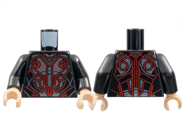 Torso Armor, Red Circles and Circuitry over Silver Breastplate Pattern / Black Arms / Light Nougat Hands