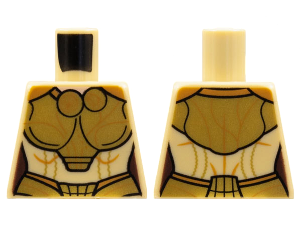 Torso Female Armor, Gold Circles and Belt, Medium Nougat Trim Lines Pattern