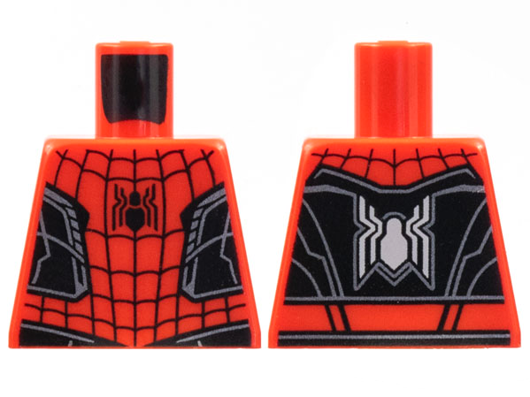 Torso Spider-Man Black Spider, Webbing and Vest, Silver Trim Lines Pattern