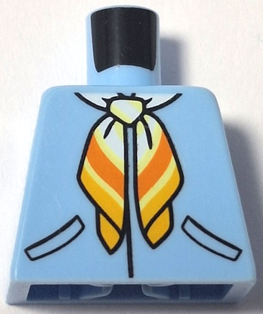 Torso Jacket, Orange and Bright Light Orange Scarf and Black Pockets Pattern