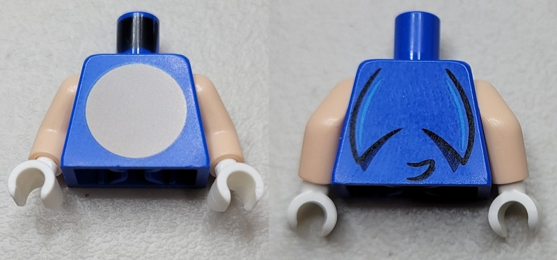 Torso Light Nougat Circle Stomach with Medium Azure Curved Lines and Black Spines and Tail on Back Pattern / Light Nougat Arms / White Hands