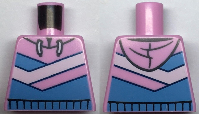 Torso Hoodie with Medium Blue and White Diagonal Stripes Pattern