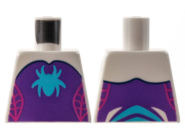 Torso Dark Purple Strapless Top, Medium Azure Spider, Magenta Webbing on Sides Pattern