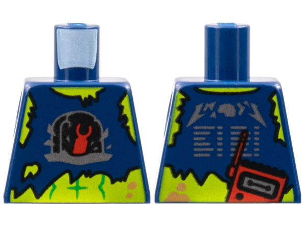 Torso Torn Tour Shirt, Red Hand Bursting from Silver Outline Grave, Lime Skin Pattern