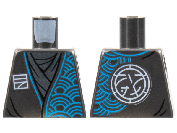 Torso Tunic, Dark Azure Arches, Ninjago Logogram Letter N, Core Logo on Back Pattern