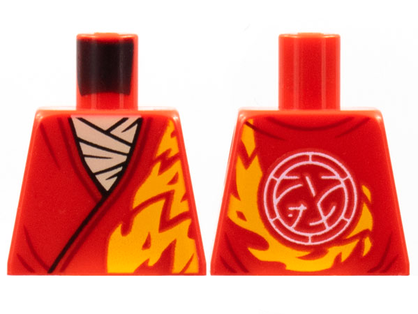 Torso Tunic, White Scarf, Bright Light Orange Flame Trim, Core Logo on Back Pattern