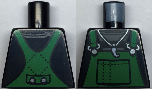 Torso Green Overalls with Claw Necklace Pattern