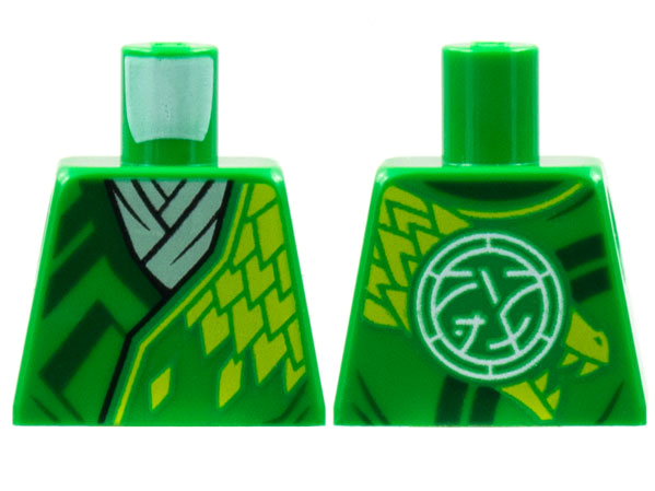 Torso Tunic White Scarf, Dark Green Trim, Lime Dragon Scales, Core Logo on Back Pattern