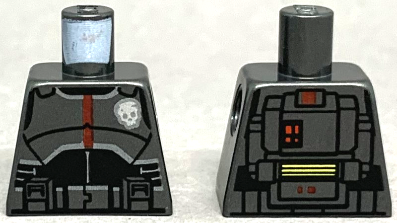 Torso SW Armor with Skull Badge and Dark Red Stripe, Black Midsection, Detailed Backpack with Red Lights Pattern