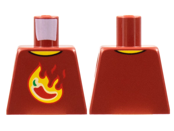 Torso Red Chili Pepper in Yellow Flames Pattern