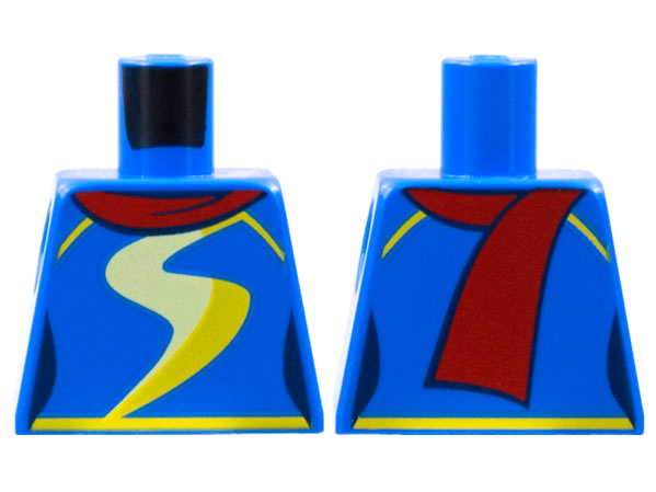 Torso Female Red Scarf, Yellow and Bright Light Yellow 'S' Swish Pattern