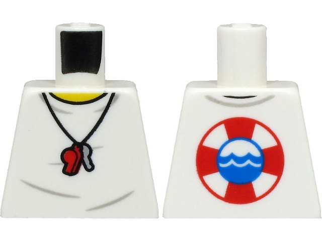Torso Shirt with Necklace with Red Whistle and Silver Key, Life Preserver on Back Pattern