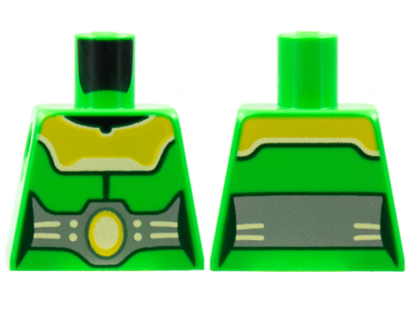 Torso Female Armor Yellow Mantle, Large Silver Belt with Yellow Oval, White Trim Pattern