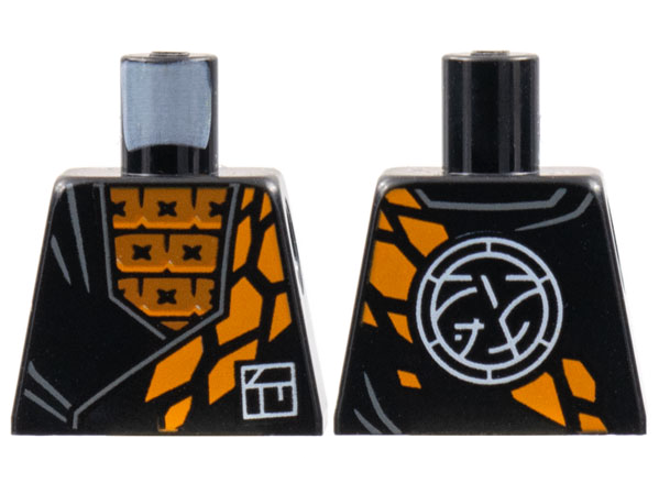 Torso Tunic over Orange Squares, Stone Scales, White Ninjago Logogram Letter C, Core Logo on Back Pattern