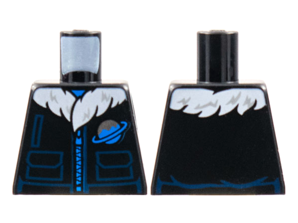 Torso Coat, White Fur Lining, Blue Zipper, Dark Blue Pockets, Ice Planet Logo Pattern