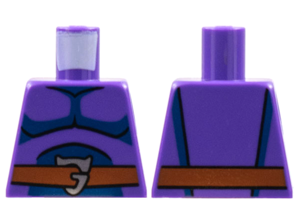 Torso Black Muscle Contours, Dark Blue Highlights, Reddish Brown Belt with Silver Letter G Buckle Pattern