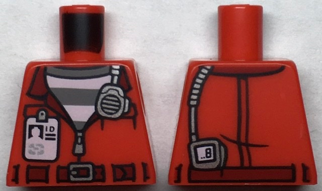 Torso Town Prisoner, Jacket with Open Zipper and I.D. over Prison Stripes Pattern