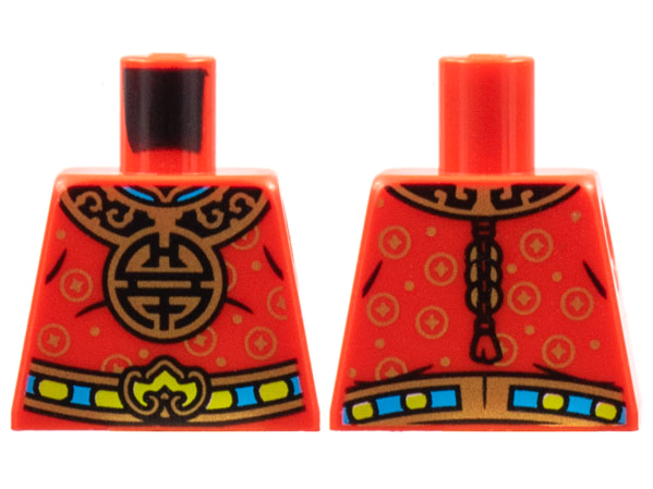 Torso Large Gold Mantle with Chinese Circle, Belt with Yellow and Medium Blue Trim Pattern