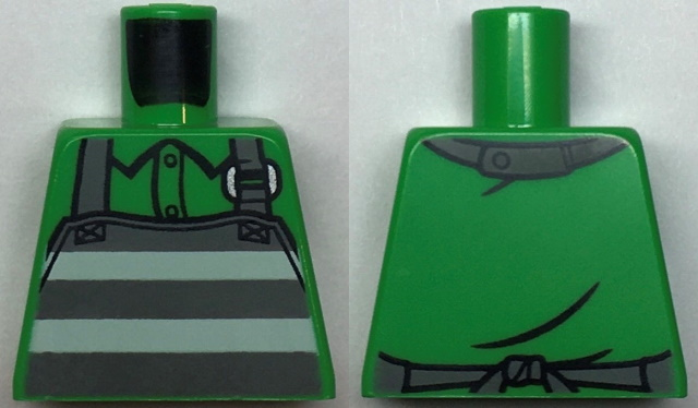 Torso Button Up Shirt, Apron with Prison Stripes Pattern