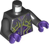 Torso Jacket with Zipper, Dark Purple and Lime Lines Pattern / Black Arms / Dark Purple Hands