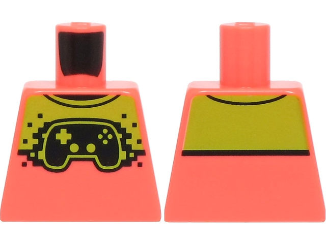 Torso Shirt with Lime Panel and Black Video Game Controller Pattern