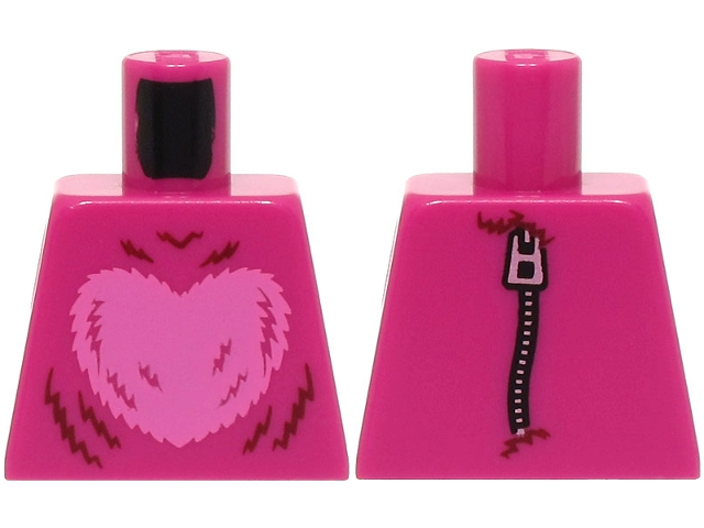 Torso Suit with Fur and Dark Pink Heart, Metallic Pink Zipper on Back Pattern (BAM)
