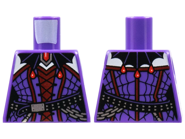 Torso Female Corset, Bat Wing Collar, Dark Red Trim Pattern