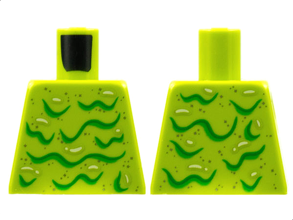 Torso Silver Speckles, Bright Green Wavy Lines Pattern