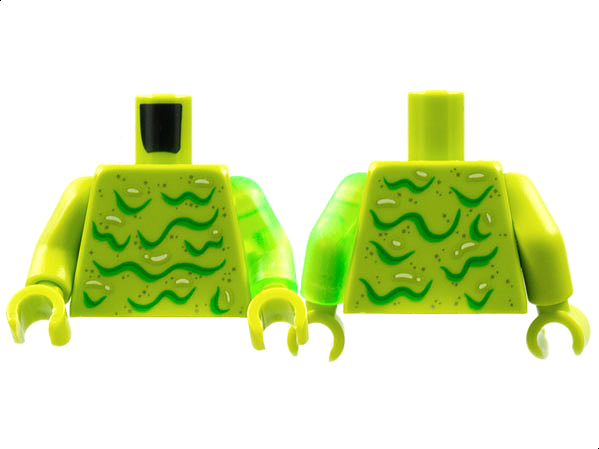 Torso Silver Speckles, Bright Green Wavy Lines Pattern / Trans-Bright Green Arm Left / Lime Arm Right / Lime Hands