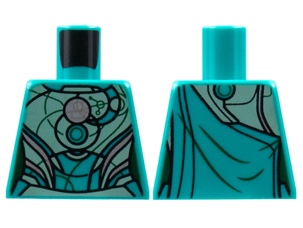 Torso Female Armor, Lime Breastplate, Silver Circle and Trim Pattern