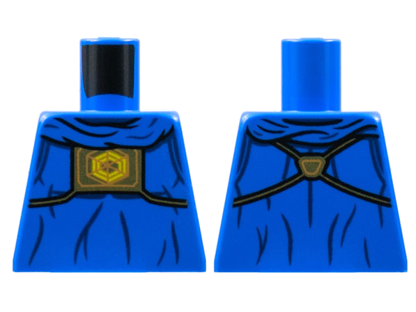 Torso Robe, Gathered Collar, Gold Panel with Hexagon Symbol, Dark Blue Gather Lines Pattern