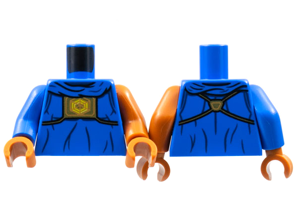 Torso Robe, Gathered Collar, Gold Panel with Hexagon Symbol, Dark Blue Gather Lines Pattern / Dark Orange Arm Left / Blue Arm Right / Dark Orange Hands