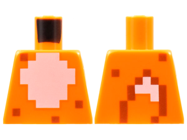 Torso Minecraft Skin with Pixelated White Fur Chest, Fox Tail on Back Pattern