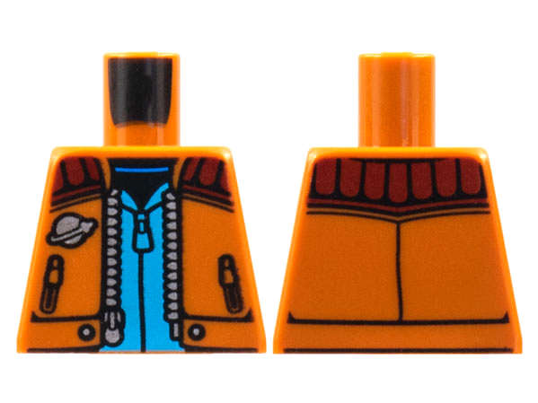 Torso Jacket with Dark Red Shoulders, Silver Classic Space Logo, Dark Azure Shirt Pattern